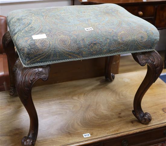 A 19th century early George III style mahogany dressing stool W.64cm